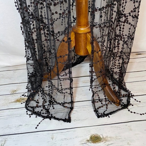 Sheer Black Lace Beach Coverup Robe with Sequins - Picture 9 of 14